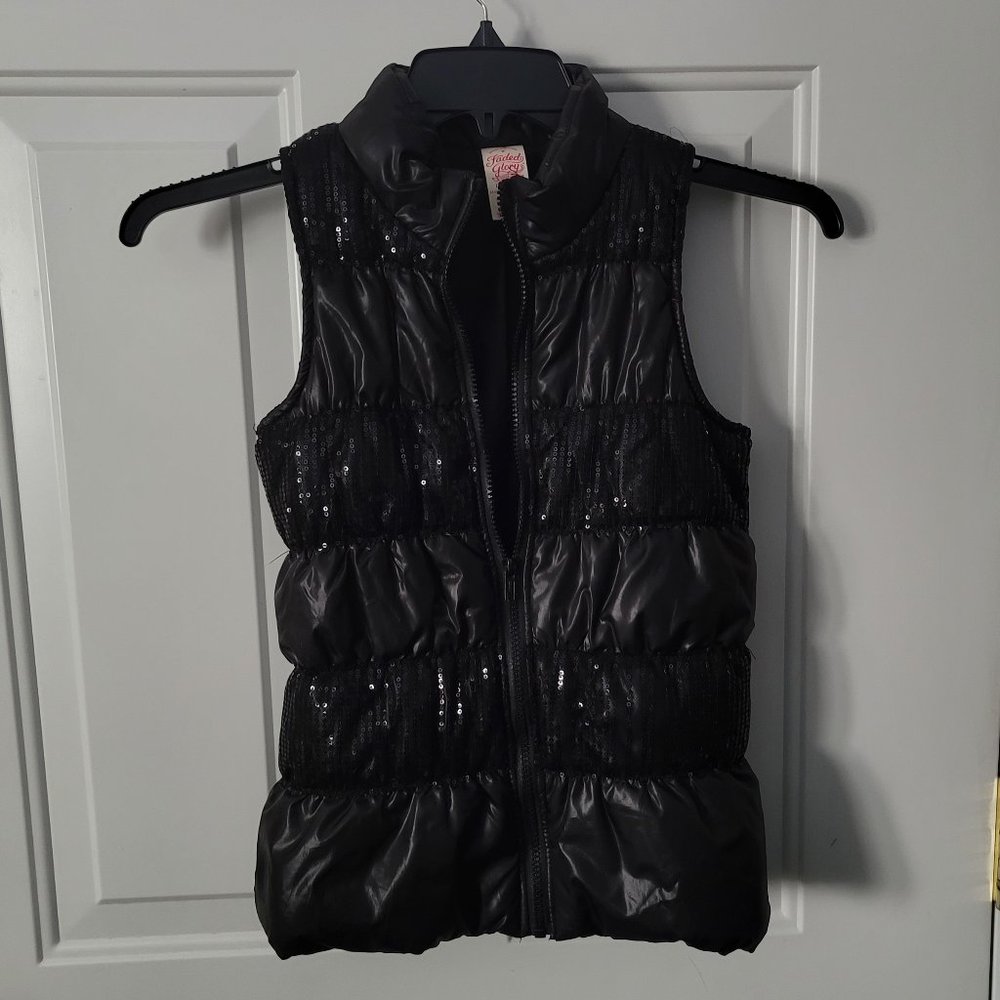 Faded Glory Sequined Vest, Black Size 10/12
